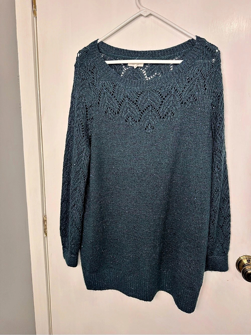 Maurices Textured Knit Sweater in Green Size 1X